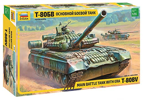 Zvezda 500783592 - 1:35 Modellbau Russischer Kampfpanzer T-80BV von Zvezda