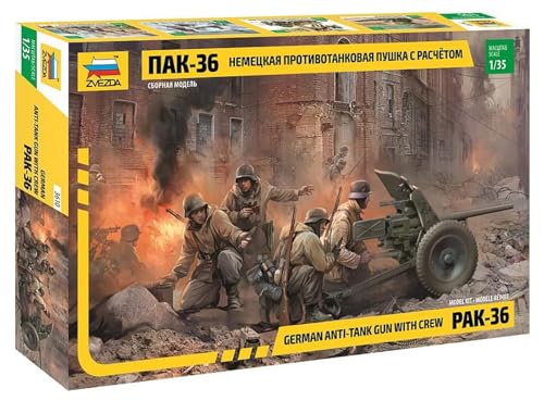 Zvezda Z3610 500783610 - 1:35 WWII Deutsche PAK 36 mit Mannschaft von GSI Creos