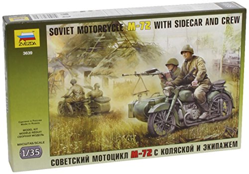 Zvezda 500783639 - 1:35 WWII Sov. M-72 Seitenwagenkrad (3) von GSI Creos