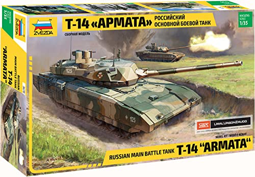 Zvezda 500783670 Fahrzeug 500783670-1:35 T-14 Armata Russ. Main Battle Tank-Plastikbausatz-Modellbausatz-Zusammenbauen-Bausatz-für Einsteiger-detailliert, Camouflage von Zvezda