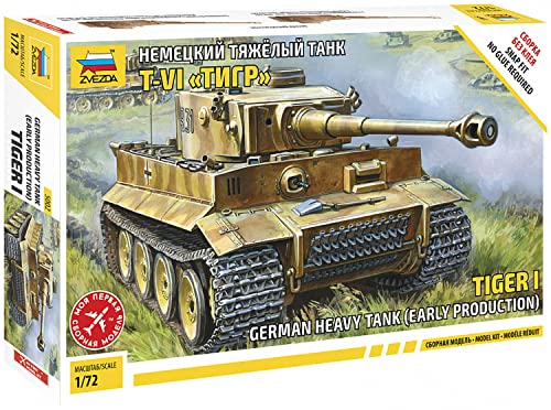 Zvezda Z5002 500785002 - WWII Deutscher Kampfpanzer, Tiger I Snap-Fit 1:72 von Zvezda