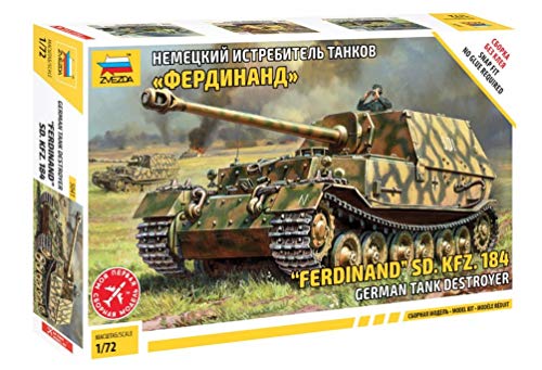 Zvezda 500785041-1:72 Sd.Kfz.184 Ferdinand Tiger - Plastikbausatz - Modellbausatz - Zusammenbauen - Bausatz - für Einsteiger - detailliert, Camouflage von Zvezda