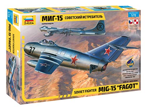Zvezda 500787317 500787317-1:72 MIG-15 Fagot-Plastikbausatz-Modellbausatz-Zusammenbauen-Bausatz-für Einsteiger-detailliert, Silber Zvezda 500787317 500787317-1:72 MIG-15 Fagot-Plastikbausatz-Modellbausatz-Zusammenbauen-Bausatz-für Einsteiger-detailliert, Silber von Zvezda