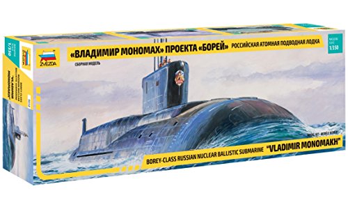 Zvezda 500789058 500789058-1:350 Borey-Class Russ.Nuclear Submarine-Plastikbausatz-Modellbausatz-Zusammenbauen-Bausatz-für Einsteiger-detailliert, grau von Zvezda