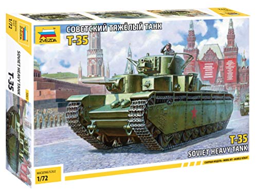ZVEZDA 500785061 - 1:72 T-35 Soviet Heavy Tank WWII, Modellbau, Bausatz, Standmodellbau, Hobby, Basteln, Plastikbausatz,Unlackiert ZVEZDA 500785061 - 1:72 T-35 Soviet Heavy Tank WWII, Modellbau, Bausatz, Standmodellbau, Hobby, Basteln, Plastikbausatz,Unlackiert von Zvezda