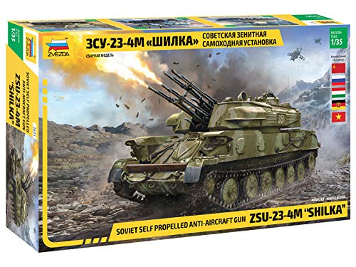 Zvezda 530003635 1:35 ZSU-23-4M SHILKA Sov. Anti Aircraft - Modellbausatz,Plastikbausatz, Bausatz zum Zusammenbauen, detaillierte Nachbildung, Mehrfarbig von Zvezda