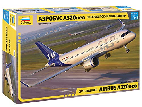 Zvezda 530007037 1:144 Airbus A320 neo - Modellbausatz,Plastikbausatz, Bausatz zum Zusammenbauen, detaillierte Nachbildung, Mehrfarbig von Zvezda