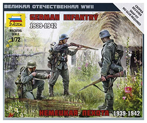 Zvezda ZVE-6105 1:72 WWII Fig-Satz Dt. Infanterie (10) -Modellbausatz,Plastikbausatz, Bausatz zum Zusammenbauen, detaillierte Nachbildung, unlackiert von Zvezda