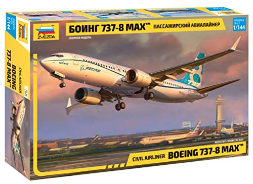 ZVEZDA 500787026 - 1:144 Boeing 737-8 MAX, Modellbau, Bausatz, Standmodellbau, Hobby, Basteln, Plastikbausatz,Unlackiert, Mittel von Zvezda