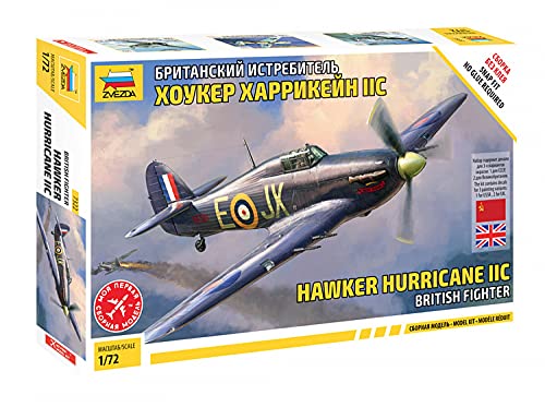 Zvezda 530007322 1:72 Hawker Hurricane Mk II C - Modellbausatz,Plastikbausatz, Bausatz zum Zusammenbauen, detaillierte Nachbildung, Mehrfarbig von Zvezda