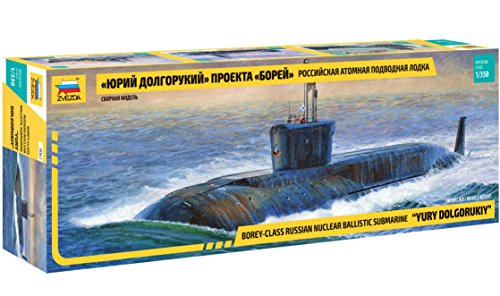 ZVEZDA 500789061 - 1:72 Nuclear Submarine "Yuri Dolgorukij", Modellbau, Bausatz, Standmodellbau, Hobby, Basteln, Plastikbausatz von Zvezda