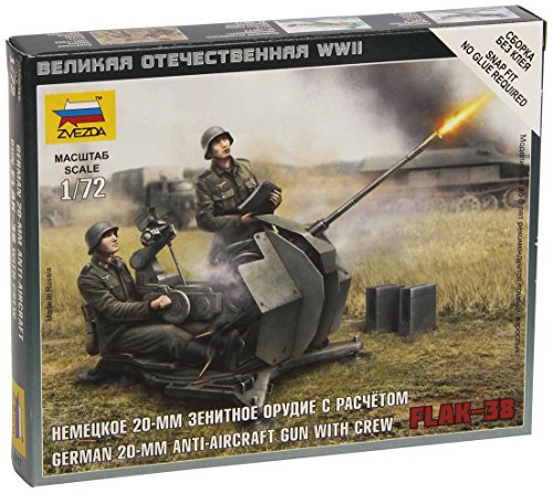 Zvezda 6117 1:72 Deutsche 2cm Flak 38-Modellbausatz,Plastikbausatz, Bausatz zum Zusammenbauen, detaillierte Nachbildung, unlackiert, ZVE-6117 von Zvezda