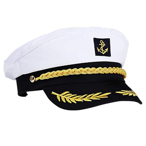 Kapitän-Matrosenhut, universeller Bootskapitänshut, ideale Matrosenmütze, weißer Kapitänshut, verstellbarer Matrosenhut für Erwachsene, Marinehut für Erwachsene, universelles ideales Matrosenkostüm, K Kapitän-Matrosenhut, universeller Bootskapitänshut, ideale Matrosenmütze, weißer Kapitänshut, verstellbarer Matrosenhut für Erwachsene, Marinehut für Erwachsene, universelles ideales Matrosenkostüm, K von Zvn Zojne