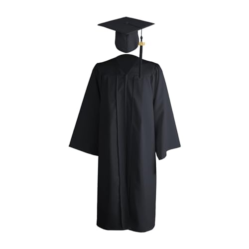 Mattes Abschlusskleid 2024, Abschlusskleid und Mütze für Erwachsene, Unisex-akademisches Kleid mit Hut und Bommel, Abschlusskleid, Schulabschlusskostüm von Zvn Zojne