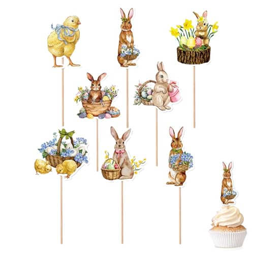 -Cupcake-Topper, 8 Hasen-Cupcake-Topper, Kaninchen-Kuchenaufsatz für Ostern, -Kuchendekorationen, Picks für Frohe Ostern, Frühlings-Thema, Babyparty-Zubehör -Cupcake-Topper, 8 Hasen-Cupcake-Topper, Kaninchen-Kuchenaufsatz für Ostern, -Kuchendekorationen, Picks für Frohe Ostern, Frühlings-Thema, Babyparty-Zubehör von Zvn Zojne