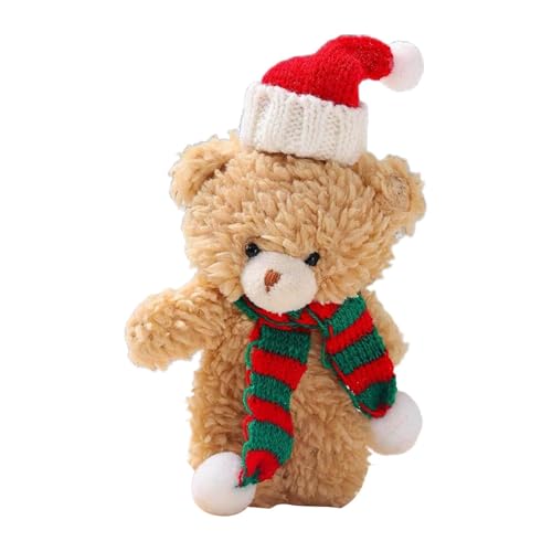 Plüsch-Weihnachtsbär, Weihnachtsbär aus Plüsch | Brauner weißer Bär aus Plüsch, Kuchendekoration aus weichem Plüsch, 6,3 Zoll, Partyzubehör für Geburtstag, Neujahrsfest von Zvn Zojne