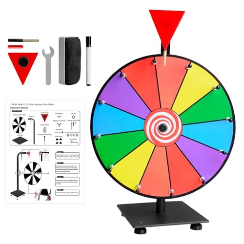 Preisrad, 30,5 cm, Glücksspieler, Lotterie-Spinnrad mit 12 Schlitzen, mit Radiergummi und Marker, strapazierfähiges, bearbeitbares Spinnrad für Glücksspiel, Karneval, -Rad für Kinder von Zvn Zojne