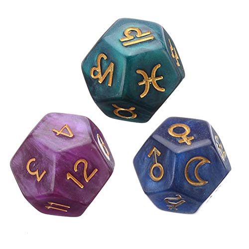 Sternzeichen-Würfel, 12-seitiger Tarot-Würfel, Wahrsagungswürfel Aus Acryl, 3 Stück, Polyedrische Astrologie, Tarot-Konstellation, Wahrsagerei, Tarot-Karten, Spielwürfel, Perle, Astrologische Würfel F Sternzeichen-Würfel, 12-seitiger Tarot-Würfel, Wahrsagungswürfel Aus Acryl, 3 Stück, Polyedrische Astrologie, Tarot-Konstellation, Wahrsagerei, Tarot-Karten, Spielwürfel, Perle, Astrologische Würfel F von Zvn Zojne