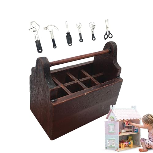Werkzeugkasten für Haus, Miniatur-Spielzeug, Werkzeugkasten, Mehrzweckhaus, Miniatur-Reparaturwerkzeug, Spielzeug | Werkzeugkiste aus zartem Holz, Modell von Zvn Zojne
