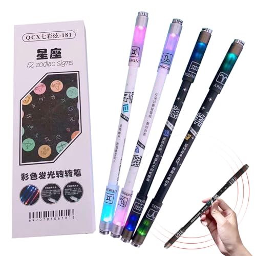 Zvn Zojne Drehbarer Fingerstift – 12 Stück drehbarer Drehstift | Rutschfester Drehstift mit LED-Lichtern | Stressabbau leuchtender Stift Finger Spinningg Stift für Erwachsene Gaming Student Supplies von Zvn Zojne