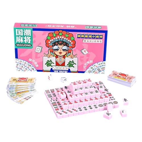 Zvn Zojne Mahjong Set, Chinesischer Stil Mahjong Fliesen Set, Mahjong Fliesen Set mit Tragetasche, Reise Familie Freizeit Spiel, Leichtes Chinesisches Mahjong Set zum Versammeln, von Zvn Zojne