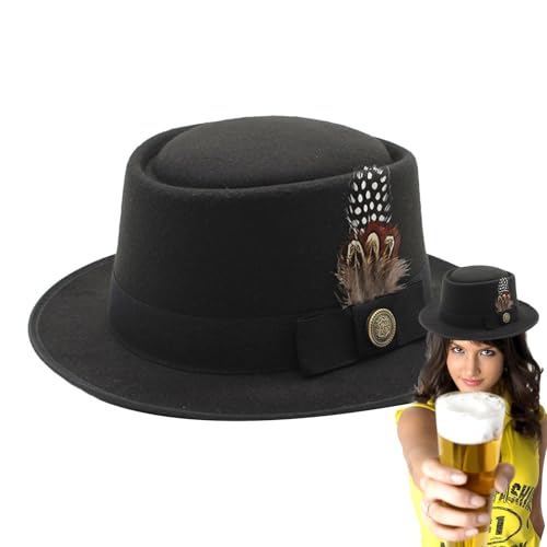 Zvn Zojne Oktoberfest-Hut-Kostüm, Oktoberfest-Hüte für Herren, Oktoberfest-Kostüm-Accessoires mit Federn, Embleme, vielseitig einsetzbar für Erwachsene für Damen und Herren von Zvn Zojne