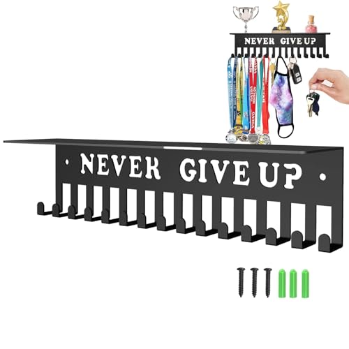 Zvn Zojne Race Medials Halter, Never Give Up Display Rack Trophäe, Eisen Meidals Halter mit Display Trophäenregal und Haken Aufhänger , Wand Tür Aufhänger Rack für Race Meidals, Tore Zvn Zojne Race Medials Halter, Never Give Up Display Rack Trophäe, Eisen Meidals Halter mit Display Trophäenregal und Haken Aufhänger , Wand Tür Aufhänger Rack für Race Meidals, Tore von Zvn Zojne