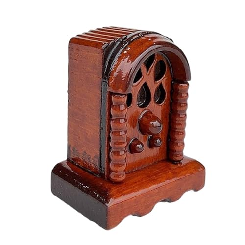 Antike Miniatur-Radio-Modellfigur aus Holz im Maßstab 1:12 für Puppenhaus-Szene, Dekoration und Sammlerstück, Puppenhaus, Miniatur-Radio von ZwaitL