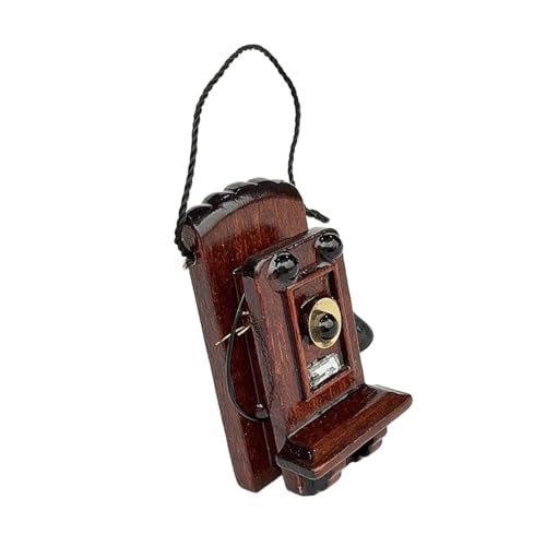 Puppenhäuser aus Holz, Retro-Telefon, Maßstab 1/12, Miniatur-Displaystück für Schlafzimmer, Wohnzimmer, antikes Miniatur-Telefon für Puppensammlung von ZwaitL