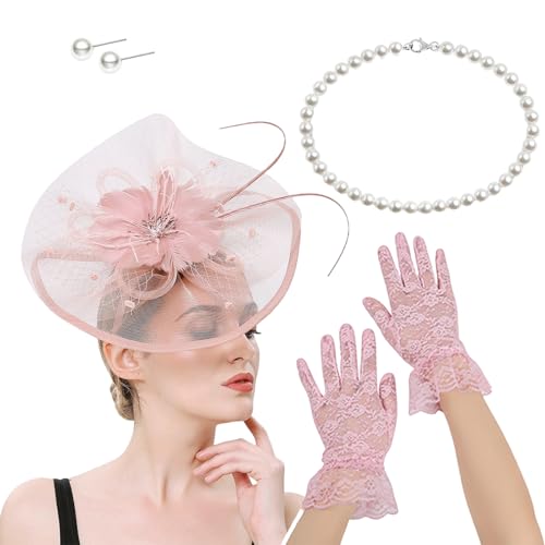 ZwaitL Eleganter Fascinator, Hut-Haarspange und Halskette, Kostüm-Set, Haar-Accessoire für Pferderennen, Events, Cocktails, Partys, Dekorationen, Flapper-Kostüm-Set ZwaitL Eleganter Fascinator, Hut-Haarspange und Halskette, Kostüm-Set, Haar-Accessoire für Pferderennen, Events, Cocktails, Partys, Dekorationen, Flapper-Kostüm-Set von ZwaitL