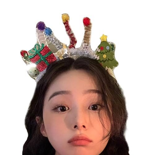 ZwaitL Festliches Weihnachtsmann-Stirnband mit bunten Pailletten, Haarreif für Halloween, Cosplay, Zubehör, Weihnachts-Haarschmuck für Damen von ZwaitL