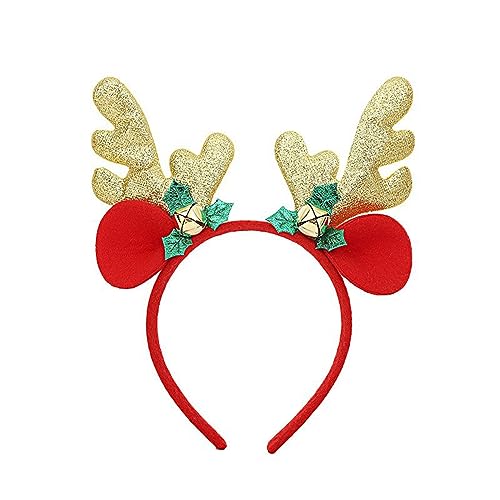 ZwaitL Glitzernder Haarreif mit weihnachtlichem Horn, festliche Stirnbänder, niedlicher Kopfschmuck für Halloween, Party, Dekoration, Weihnachts-Stirnbänder für Frauen von ZwaitL