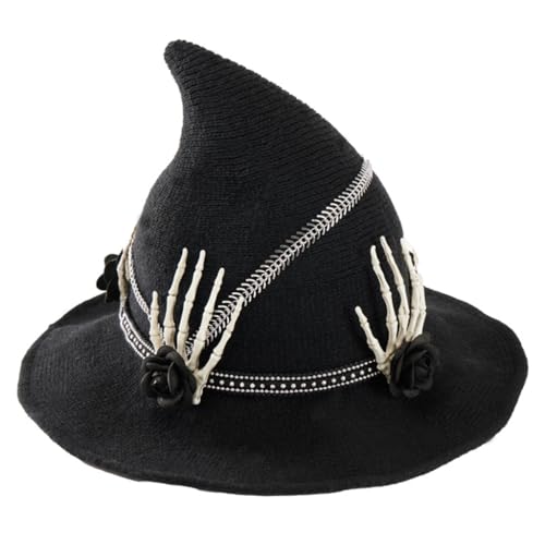 ZwaitL Halloween-Hexenhut mit Skelett-Hand, Party-Zauberer-Hut, Unisex, spitzer Hexenhut, Erwachsene, Kinder, Cosplay, Kostüm, Kopfbedeckung von ZwaitL