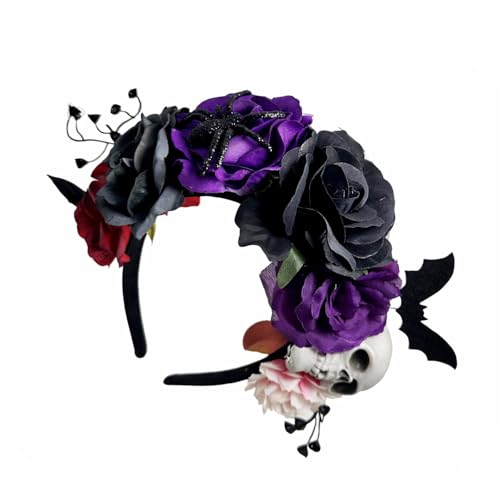 ZwaitL Künstliches Blumen-Haarband mit Halloween-Thema für Rollenspiele, Events und besondere Anlässe, Outfit, Party, Versammlungen, Rollenspiele, Requisiten, Rosenhaarband für Partys von ZwaitL