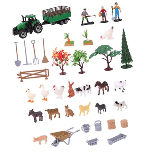 ZwaitL Lernspielzeug-Set, Bauernhof, 49-teilig, inklusive Minaiture-Figuren, Tiermodellen und Gartengerät, Pflanzenzubehör, Bauernhoftier-Spielset von ZwaitL