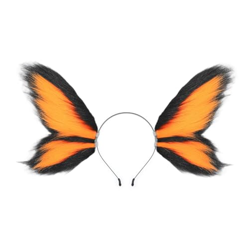 ZwaitL Plüsch-Tierohr-Kopfschmuck mit Elfen und Schmetterlings-Design für Maskeraden, Rollenspiel-Kostüm und Halloween-Event-Kopfschmuck, Halloween-Kostüm, Tierohr-Kopfschmuck von ZwaitL