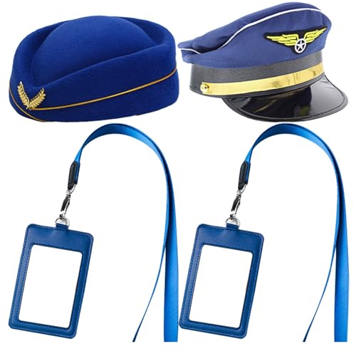 ZwaitL Stewardess Hut + Taschentücher + Sonnenbrille/Handschuhe/Brosche Set für Erwachsene Karneval Frau Stewardess Hut für Halloween von ZwaitL