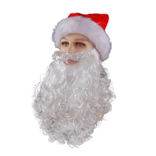 ZwaitL Weihnachtsmann-Kostüm-Set für Erwachsene, Mütze, Bärte, Klausel, Kunsthaar, verkleiden sich Outfits, Zubehör, Urlaubskostüm-Zubehör von ZwaitL