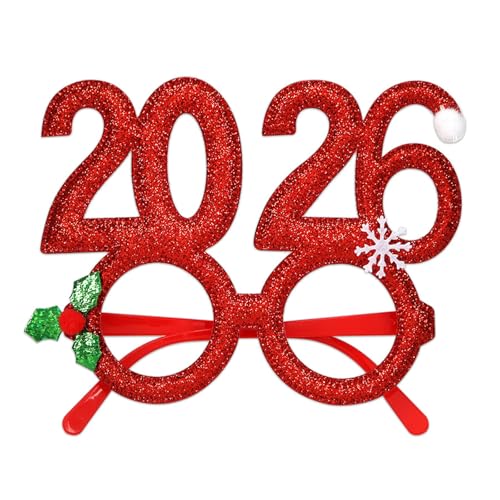 ZwaitL Weihnachtsparty-Brille 2026, Glitzer, Brillenrahmen, Abschlussfeier, Urlaub, Dekoration, Neuheit, lustige Brille, Abschlussfeier von ZwaitL
