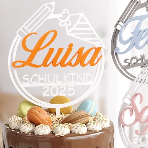 Personalisierbarer Cake Topper Schulkind zur Einschulung | Hochwertige Dekoration mit Namen & Jahreszahl | Vielseitige Farbauswahl | Perfekt für Torten & Feierlichkeiten Personalisierbarer Cake Topper Schulkind zur Einschulung | Hochwertige Dekoration mit Namen & Jahreszahl | Vielseitige Farbauswahl | Perfekt für Torten & Feierlichkeiten von Zwayve