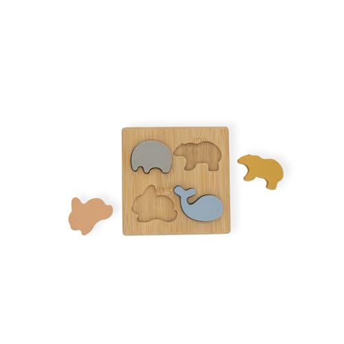 Zwergensache Tiere Silikonpuzzle für Kleinkinder | Lernspielzeug ab 1,5 Jahren | 4 Tiermotive | Sicher und pflegeleicht von Zwergensache
