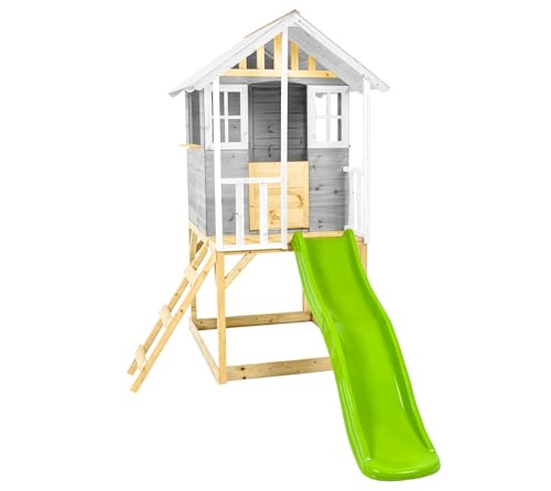 Zwerkules Holz Spielhaus Valli | inkl. Veranda & Rutsche | FSC-zertifiziertes Kiefer- & Fichtenholz | Weiß/Grau | Witterungsbeständig & stabil | Inkl. Holzboden & Pferdetür | 137x121x140 cm Zwerkules Holz Spielhaus Valli | inkl. Veranda & Rutsche | FSC-zertifiziertes Kiefer- & Fichtenholz | Weiß/Grau | Witterungsbeständig & stabil | Inkl. Holzboden & Pferdetür | 137x121x140 cm von Zwerkules