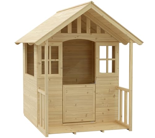 Zwerkules Holz Spielhaus Villa | Kinderspielhaus mit Veranda | FSC-zertifiziertes Kiefer- & Fichtenholz | Naturbelassen für individuelle Gestaltung | Inkl. Holzboden | Sicher & stabil | 137x121x140cm Zwerkules Holz Spielhaus Villa | Kinderspielhaus mit Veranda | FSC-zertifiziertes Kiefer- & Fichtenholz | Naturbelassen für individuelle Gestaltung | Inkl. Holzboden | Sicher & stabil | 137x121x140cm von Zwerkules