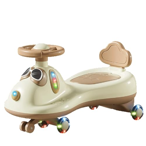 kinderfahrzeug Wackelauto, Musiklicht, Anti-Überschlag-Schaukel, Autoschaukel, leises Blinkrad, Dreh-, Wende- und Wackelbewegung for Lenken, for Kinder ab 3 Jahren wackelauto Kinder(Bruin) von Zxarunas