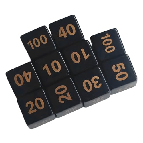 Zxfdsfdbnm 10pcs Acryl Sechsseitig Dices Set MENSIGE TIBLE Game Dices Rock Rolle Rollenspiele Dices Brettspielzubehör von Zxfdsfdbnm