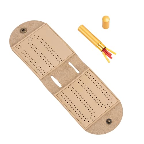 Unique 2 Track Cribbage Board Tragbares Leder Cribbage Brettspiel Set Folding Cribbage Board Mit Metallstiften Dauerhaft von Zxfdsfdbnm