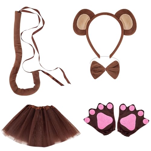 Zxfdsfdbnm Halloween-Kostüm-Set mit Affenschwanz, Stirnband, Fliege, Handschuh und Rock für Kinder, Jungen, Mädchen, Halloween Zxfdsfdbnm Halloween-Kostüm-Set mit Affenschwanz, Stirnband, Fliege, Handschuh und Rock für Kinder, Jungen, Mädchen, Halloween von Zxfdsfdbnm