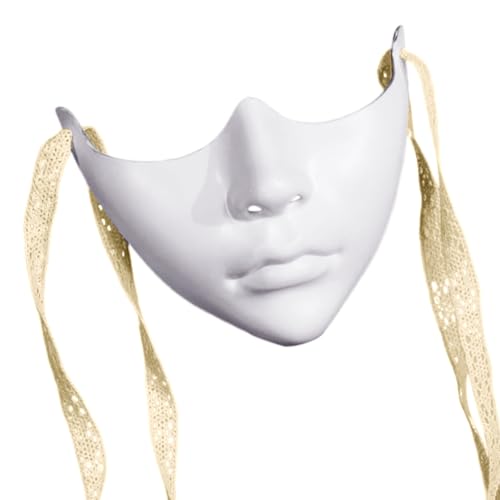 Zxfdsfdbnm Halloween Kostümmaske Maskerade Maske Weiße Halbe Gesichtsmaske Für Frauen Männer Cosplay Enthusiasten Maskerade Dekorationsmaske von Zxfdsfdbnm