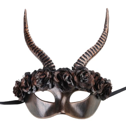Zxfdsfdbnm Halloween-Maskerade, halbes Gesicht, Teufel, Karneval, Karneval, gruselige Hörner für Party von Zxfdsfdbnm