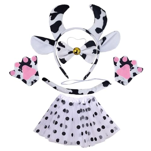 Zxfdsfdbnm Kuh-Kostüm-Set, Kuhohren, Schwanz, Fliege, Tutus, Rock, Handschuh, Tier-Kostüm, Zubehör für Halloween, Cosplays Zxfdsfdbnm Kuh-Kostüm-Set, Kuhohren, Schwanz, Fliege, Tutus, Rock, Handschuh, Tier-Kostüm, Zubehör für Halloween, Cosplays von Zxfdsfdbnm